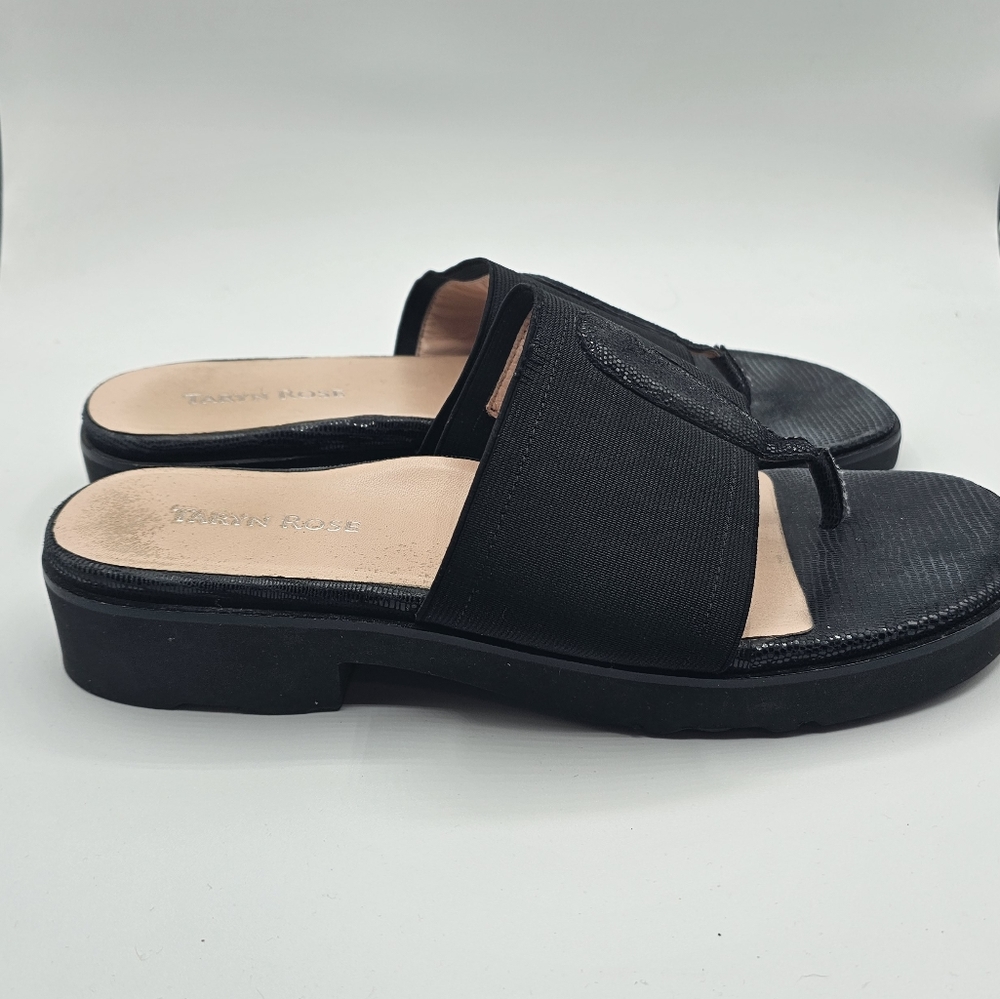 Taryn Rose Torte Black Patent Accent Sandals - Picture 2 of 12